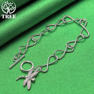 925 Silver Dragonfly Zircon Bracelet Crystal Hand Chain Wedding Jewelry