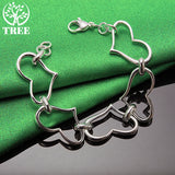 925 Sterling Silver Full Heart Bracelets For Woman Hand Chain