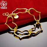 925 Sterling Silver Full Heart Bracelets For Woman Hand Chain