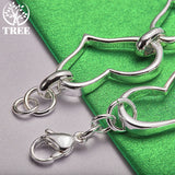 925 Sterling Silver Full Heart Bracelets For Woman Hand Chain