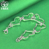 925 Sterling Silver Full Heart Bracelets For Woman Hand Chain
