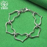 925 Sterling Silver Full Heart Bracelets For Woman Hand Chain