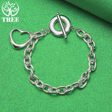 925 Sterling Silver Heart Bracelets For Woman Hand Chain Party Wedding Charm