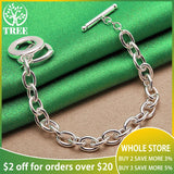 925 Sterling Silver Heart Bracelets For Woman Hand Chain Party Wedding Charm