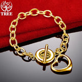 925 Sterling Silver Heart Bracelets For Woman Hand Chain Party Wedding Charm