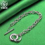 925 Sterling Silver Heart Bracelets For Woman Hand Chain Party Wedding Charm