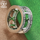 925 Silver Roman Digital Zircon Crystal Ring Women Party Jewelry