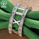 925 Silver Roman Digital Zircon Crystal Ring Women Party Jewelry