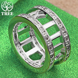 925 Silver Roman Digital Zircon Crystal Ring Women Party Jewelry