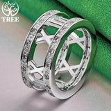 925 Silver Roman Digital Zircon Crystal Ring Women Party Jewelry