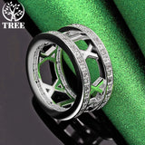 925 Silver Roman Digital Zircon Crystal Ring Women Party Jewelry