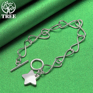 925 Sterling Silver Star Bracelet for Women Hand Chain Party Wedding Charm