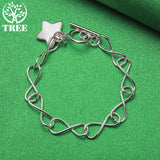 925 Sterling Silver Star Bracelet for Women Hand Chain Party Wedding Charm