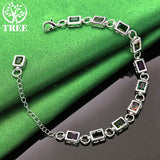 925 Silver Square Zircon Crystal Bracelet, Colored, Party Jewelry