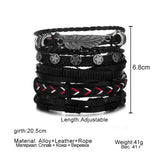 Vintage Charm Leather Bracelet Set Punk Wristbands Bangle