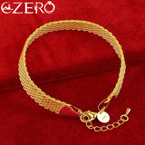 ALIZERO 24K 10mm Weaving Chain Bracelet for Women Jewelry