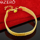 ALIZERO 24K 10mm Weaving Chain Bracelet for Women Jewelry