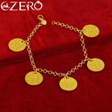 ALIZERO 24K Five Round Pendant Chain Bracelet For Women