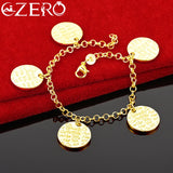 ALIZERO 24K Five Round Pendant Chain Bracelet For Women