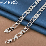 ALIZERO 24K Necklace 925 Silver 8MM Chain Men Women Party Fine Jewelry