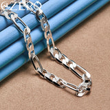 ALIZERO 24K Necklace 925 Silver 8MM Chain Men Women Party Fine Jewelry
