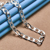 ALIZERO 24K 925 Sterling Silver 8MM Chain Necklace Men Women Party Jewelry