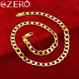 ALIZERO 24K 925 Sterling Silver 8MM Chain Necklace Men Women Party Jewelry