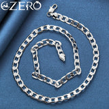 ALIZERO 24K 925 Sterling Silver 8MM Chain Necklace Men Women Party Jewelry