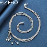 ALIZERO 24K Necklaces 925 Sterling Silver Five Heart Snake Chain Necklace