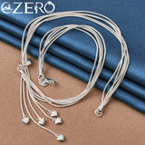 ALIZERO 24K Necklaces 925 Sterling Silver Five Heart Snake Chain Necklace