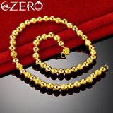 ALIZERO 24K 925 Silver 8mm Beads Chain Necklace Wedding Jewelry