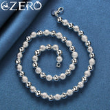 ALIZERO 24K 925 Silver 8mm Beads Chain Necklace Wedding Jewelry