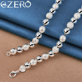ALIZERO 24K 925 Silver 8mm Beads Chain Necklace Wedding Jewelry
