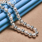 ALIZERO 24K 925 Silver 8mm Beads Chain Necklace Wedding Jewelry