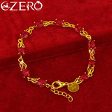 ALIZERO 24K Red Zircon Crystal Chain Bracelet For Women