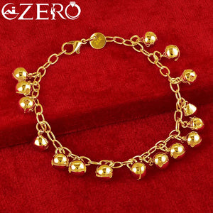ALIZERO 24K Small Bell Beads Bracelet Chain For Women Jewelry
