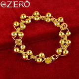 ALIZERO 24K Smooth Round Beads Chain Bracelet for Women