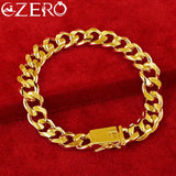 ALIZERO 24K Square Buckle Chain Bracelet For Men Jewelry