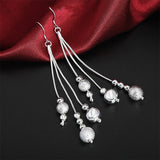 925 Silver 18" Frosted Beads Pendant Earrings Necklace Set