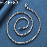 ALIZERO 925 Silver 4MM Round Box Chain Necklace Wedding Party Jewelry