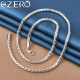 ALIZERO 925 Silver 4MM Round Box Chain Necklace Wedding Party Jewelry