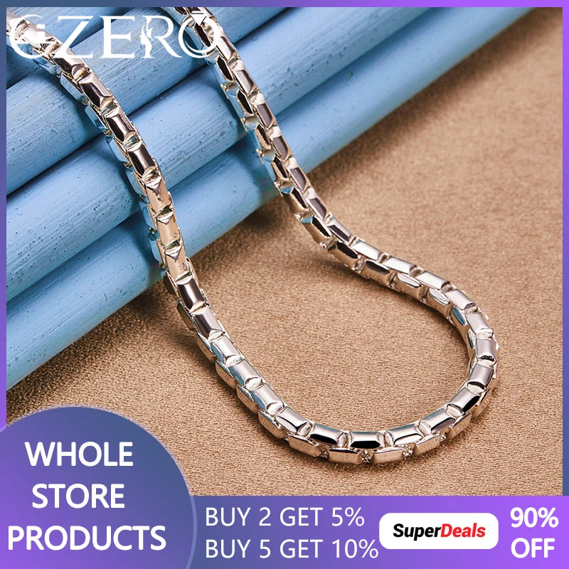 ALIZERO 925 Silver 4MM Round Box Chain Necklace Wedding Party Jewelry