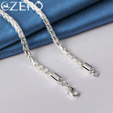 ALIZERO 925 Silver 4MM Round Box Chain Necklace Wedding Party Jewelry