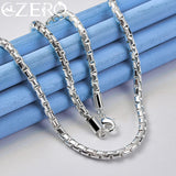 ALIZERO 925 Silver 4MM Round Box Chain Necklace Wedding Party Jewelry