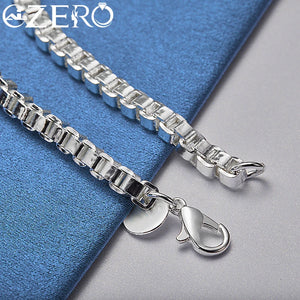 ALIZERO 925 Silver 4mm Box Chain Bracelet Wedding Party Christmas