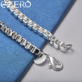 ALIZERO 925 Silver 4mm Box Chain Bracelet Wedding Party Christmas