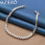 ALIZERO 925 Silver 4mm Box Chain Bracelet Wedding Party Christmas