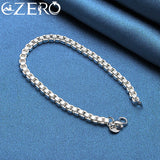 ALIZERO 925 Silver 4mm Box Chain Bracelet Wedding Party Christmas