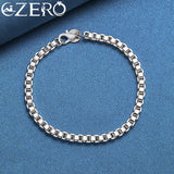 ALIZERO 925 Silver 4mm Box Chain Bracelet Wedding Party Christmas