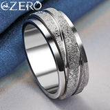 ALIZERO 925 Sterling Silver Frosted Ring Wedding Engagement Party Jewelry